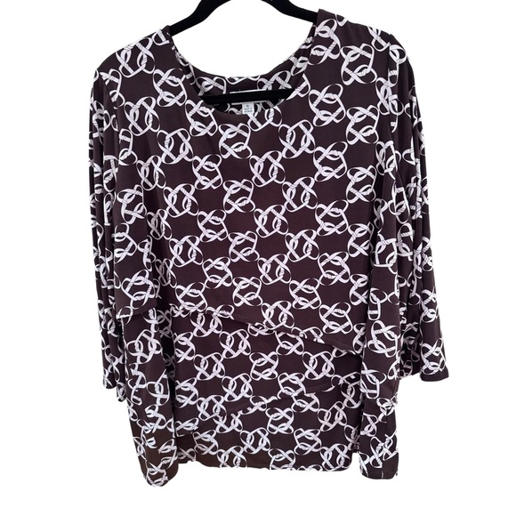 Susan Graver Tops - Susan Graver Abstract Print 3/4 Sleeve Round Neck RN 87935 Blouse XL